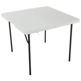 Folding Table, White Polyethylene With Steel Frame, 37-In. Square