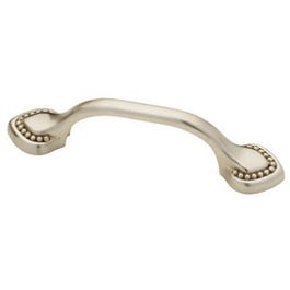 Cabinet Pull,  Double Beaded, Satin Nickel, 3-In.