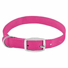 Dog Collar, Adjustable, Pink Nylon, 3/4 x 17 to 20-In.