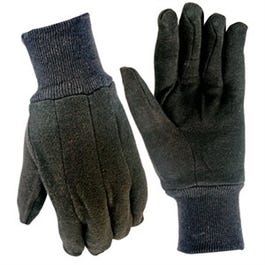 Cotton Jersey Gloves, Brown, Men's L, 6-Pk.