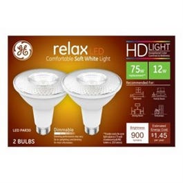 LED Light Bulbs, Soft White, Par30, Long Neck, Diffused 12 Watts, Medium Base, 2-Pk