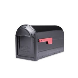 Barrington Mailbox Black with Red Flag, Post-Mount, Black, 8.5 x 11 x 20.6-In.