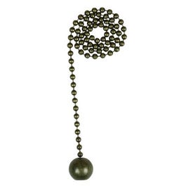 Lamp Pull Chain, Antique Brass Ball, 12-In.