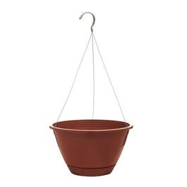 Hanging Basket With Saucer, Light Terra Cotta Plastic, 10-In.
