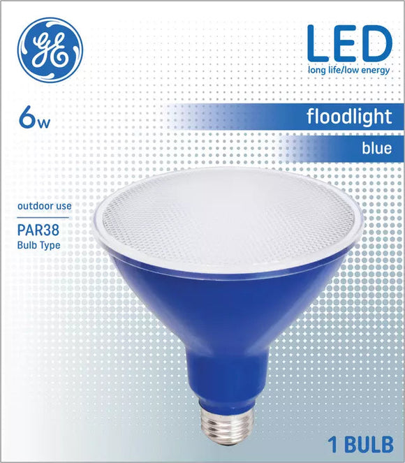 GE Lighting Classic LED 6 Watts, Blue Light, PAR38 Outdoor Floodlight Bulbs (1 Pack) (6 Watts - (1 Pack))