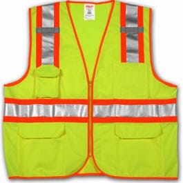 Hi-Viz Vest, ANSI 107 Class II, Lime/Yellow Polyester Mesh, XXL/XXXL