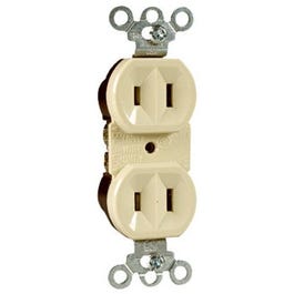 Duplex Outlet, Ivory, 2-Pole, 2-Wire Ground, 15-Amp, 125-Volt