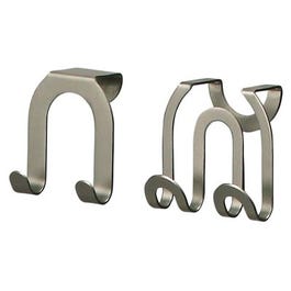 Double Hook, Over Cabinet/Drawer, Brushed Nickel, 2-Pk.