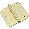 Door Hinge, Interior, Round-Edge, Polished Brass, 3.5-In.