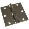 Door Hinge, Interior, Square-Edge, Antique Brass, 3.5-In.