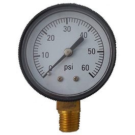 Pool Pressure Gauge, Bottom Mount, 0-60 PSI