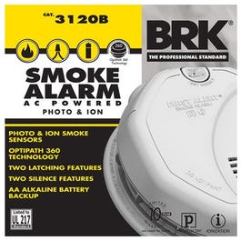 Photoelectric/Ionization Smoke Alarm, Hardwired w/Battery Backup