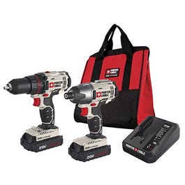 20-Volt Drill/Driver + Impact Driver Combo Kit, 1/2-In., 2 Lithium-Ion Batteries