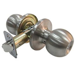 Entry Lockset, Ball-Style Knob, Stainless Steel