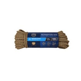 Polypropylene Rope, Twisted, Tan, 1/4-In. x 100-Ft.