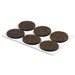 Furniture Pads, Self-Adhesive, Brown Felt, Round, 3/4-In., 6-Pk.