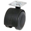 Dual-Wheel Caster With Plate, Black With Grey Soft Tread, 2-In., 2-Pk.