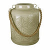 Patio Lantern, Beige Metal With 20-Pc. LED String Lights, 7-In.