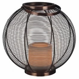 Patio Lantern, Matte Black Wire, LED Flameless Candle, 11-In.