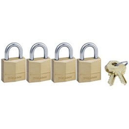 Keyed-Alike 4-Pin Padlocks, Solid-Brass, 3/4-In., 4-Pk.