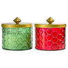 Honeycomb Citronella Wax Candle, Red or Green Glass, 9-oz.