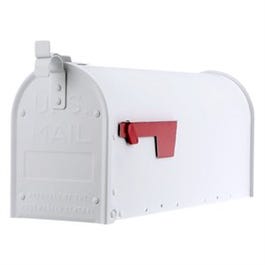 Admiral Rural Post-Mount Mailbox, White Aluminum