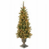 Artificial Pre-Lit Christmas Tree, 100 Clear Lights, Golden Bristle With Dark Brown Urn, 4-Ft.