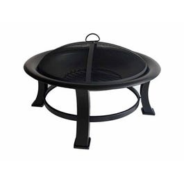 Fire Pit, With Screen & Poker, Black, 30-In. Diameter