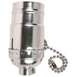Lamp Pull Chain Socket, On/Off, Medium Base, 250-Watt, 250-Volt, Nickel