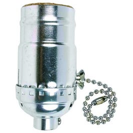 Lamp Pull Chain Socket, 3-Way, Medium Base, 250-Watt, 250-Volt, Nickel