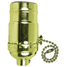 Lamp Pull Chain Socket, 3-Way, Medium Base, 250-Watt, 250-Volt, Brass