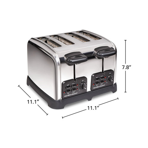 Hamilton Beach Classic 4 Slice Toaster with Sure-Toast Technology, Stainless Steel (7.8 H x 11.1 W 11.1 D)