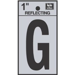 Address Letters, G, Reflective Black/Silver Vinyl, Adhesive, 1-In.