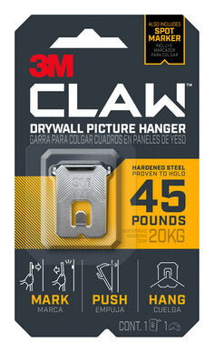 3M CLAW™ 45 lb. Drywall Picture Hanger With Spot Markers