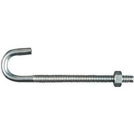 J Bolt, Zinc, 1/4 x 4-In,