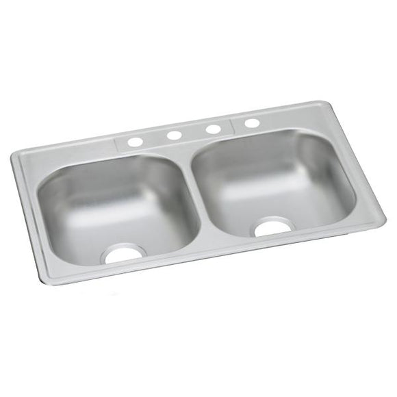 Elkay Dayton Stainless Steel 4-Hole Equal Double Bowl Drop-in Sink