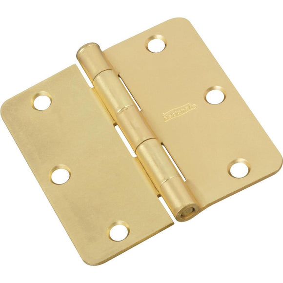 National 3-1/2 In. x 1/4 In. Radius Satin Brass Door Hinge