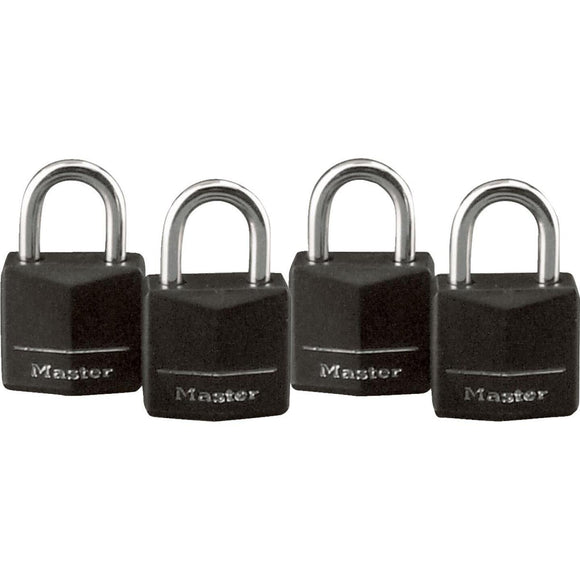 Master Lock 3/4 In. W. Black Covered Keyed Alike Padlock (4-Pack)