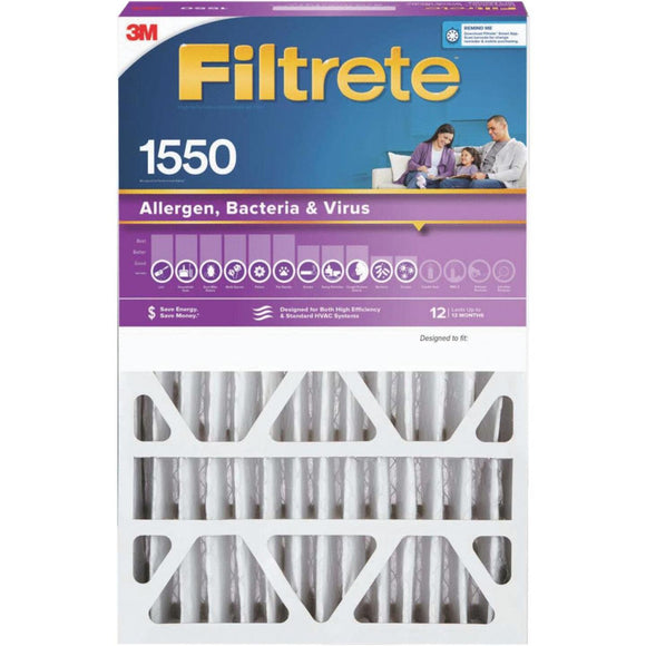 Filtrete 16 In. x 25 In. x 4 In. (Slim Fit) Allergen, Bacteria & Virus 1550 MPR Deep Pleat Furnace Filter