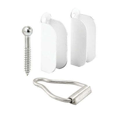 Prime-Line 3/8 inch Screen Top Hangers & Bottom Latches, Aluminum, White, 1 set per card (3/8)