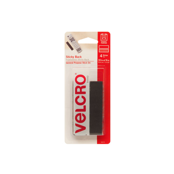 VELCRO® BRAND STICKY BACK STRIPS (3-1/2 X 3/4 Inch, Black)