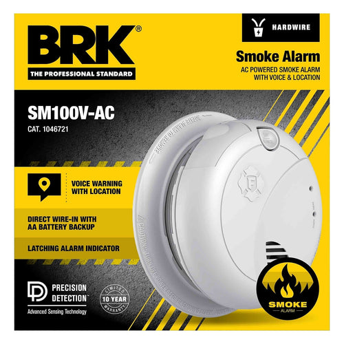 BRK 1046721 Interconnect Hardwire Smoke Alarm W/Battery Backup & Voice Alerts