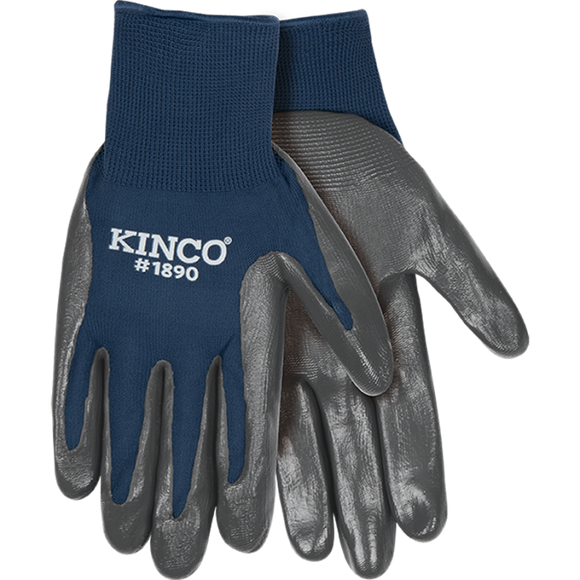 Kinco Polyester Knit Shell & Nitrile Palm (Medium, Navy Blue, 54% Nitrile 46% Polyester)