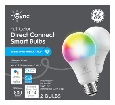 GE Lighting Cync Smart LED Light Bulb, Dimmable, Millions of Colors (9.5Watt / 2 Pack)