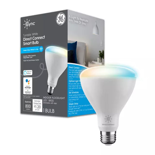 GE Cync BR30 Smart LED Light Bulb, Tunable Dynamic White WiFi Light, Works with Alexa and Google Home