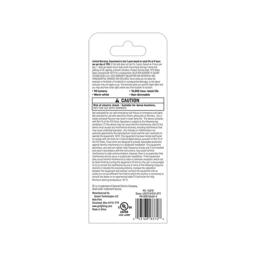 GE Specialty T4 LED Light Bulb, Appliance Bulb, 15 Watt Replacement, E12 Candelabra Base